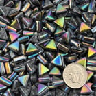 Sweetie Black Iridized triangle tiles, 10mm recycled glass mosaic 
