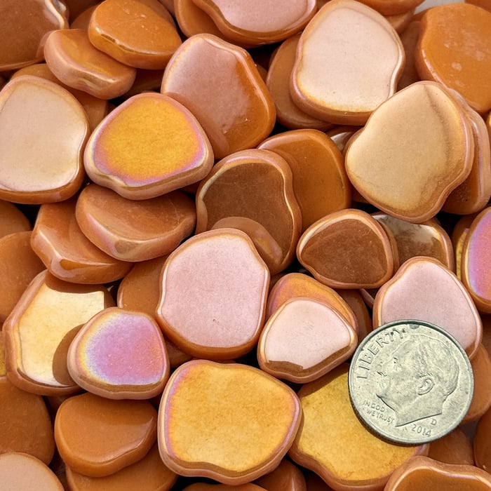 Sweetie Coral Iridized Floret Glass Mosaic Tiles