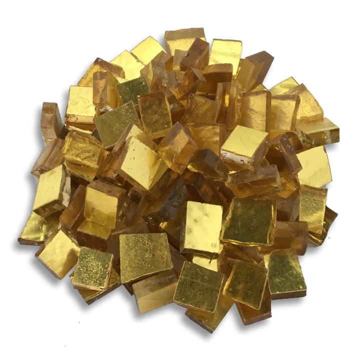 Wavy Yellow Gold Smalti On Clear Glass