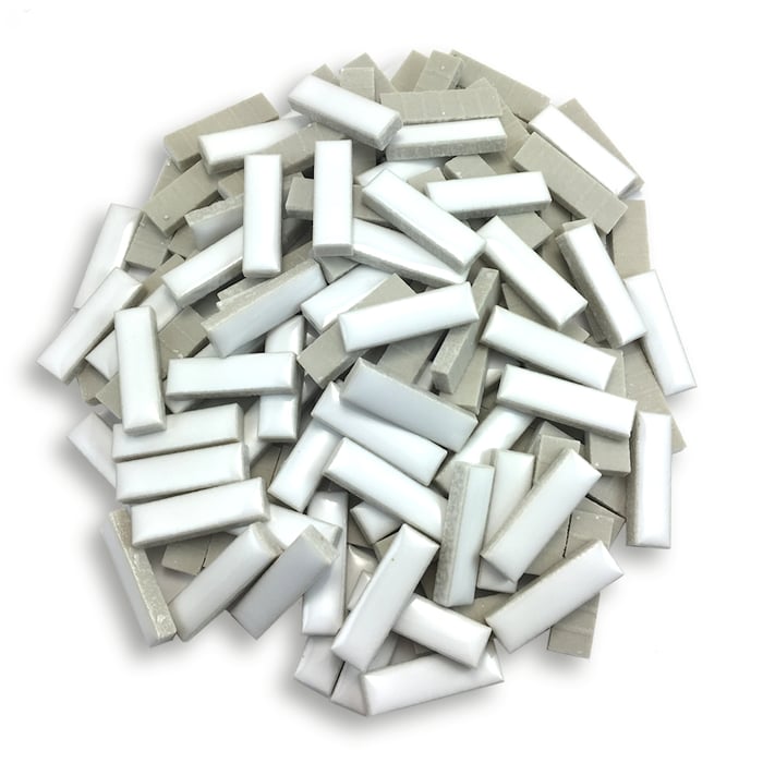 mosaic rectangles, certamic, high fired porcelain, tiny rectangles,  RC-1 White