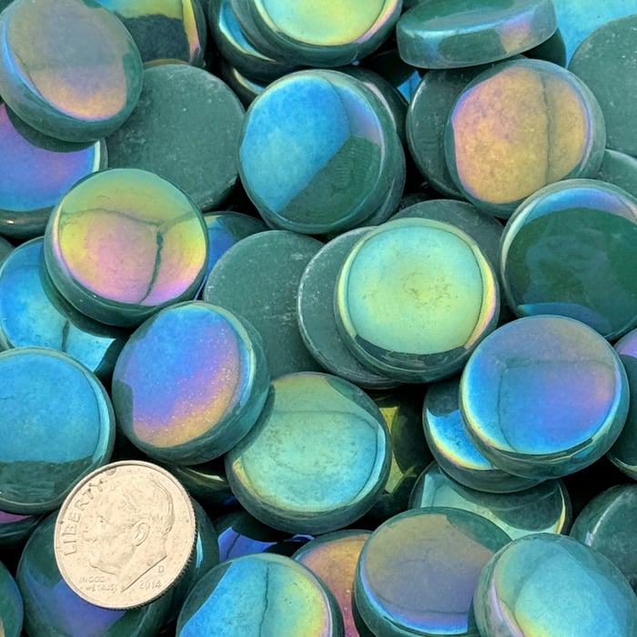 Sweetie Penny Rounds SRL54-Iridized Turquoise Glass Mosaic