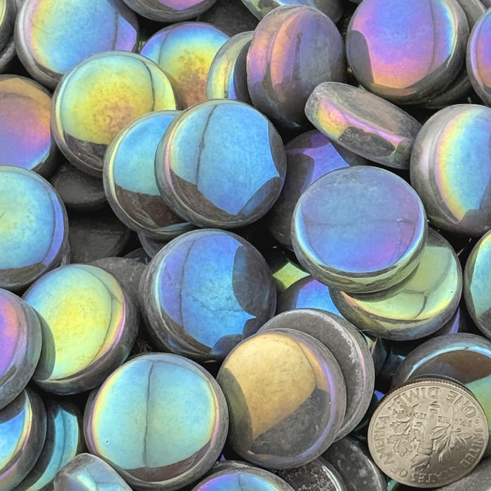 Sweetie Penny Rounds SRL-Iridized Grey Glass Mosaic