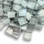 glitter tile, tiny glass tile, glitter babies, Mini tile, mosaic, silver, 104