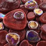 Iridized Scarlet Glass Pebbles